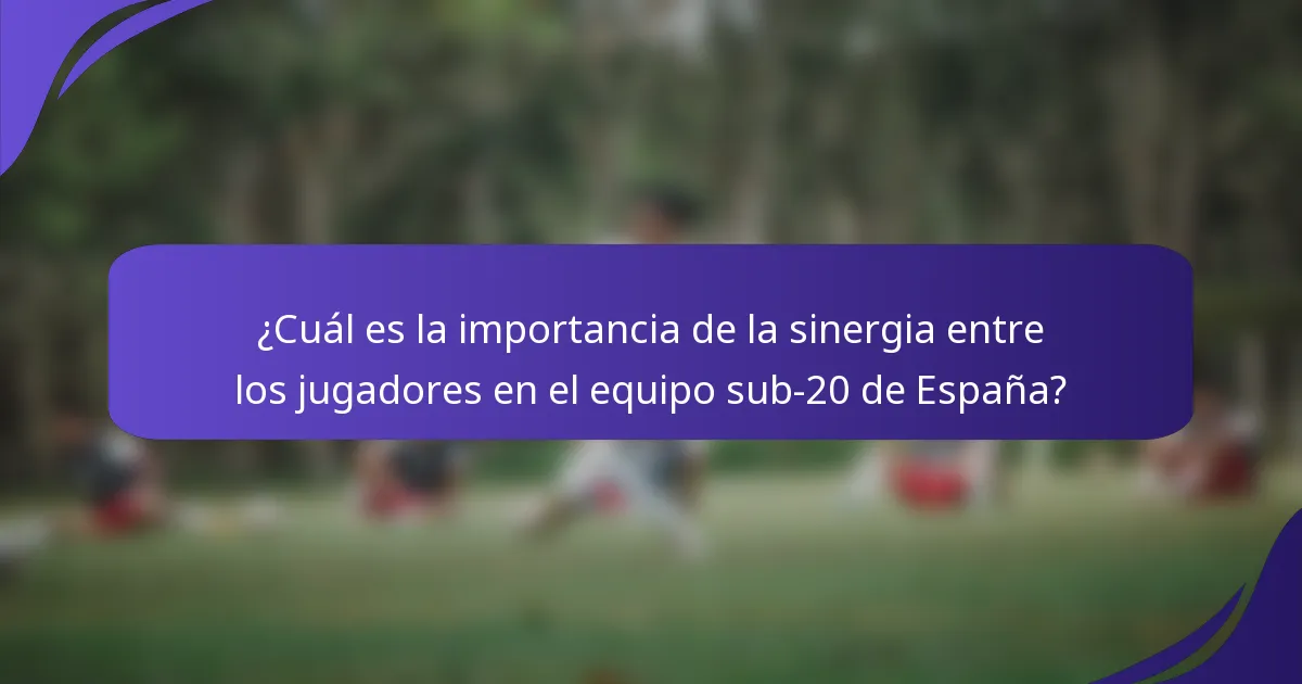 ¿Cuál es la importancia de la sinergia entre los jugadores en el equipo sub-20 de España?